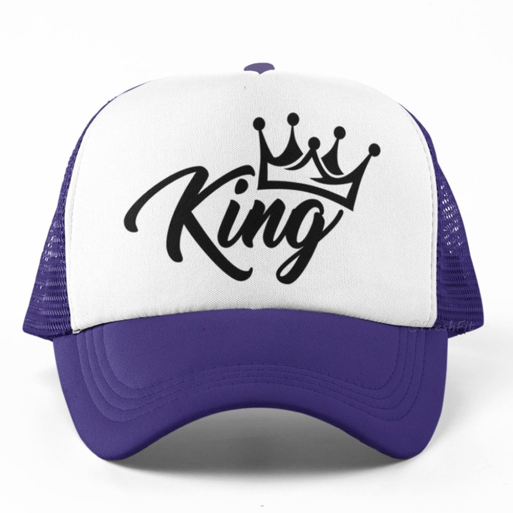 🆕King Crowned Foam Trucker Hat Mesh Snapback Cap Purple/White